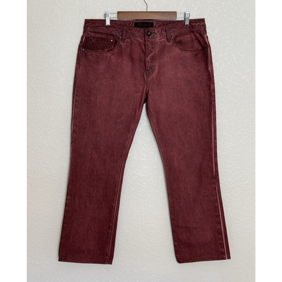 Cult Of Individuality Rebel Straight Jeans Men's Size 36x34 Button Fly Oxblood